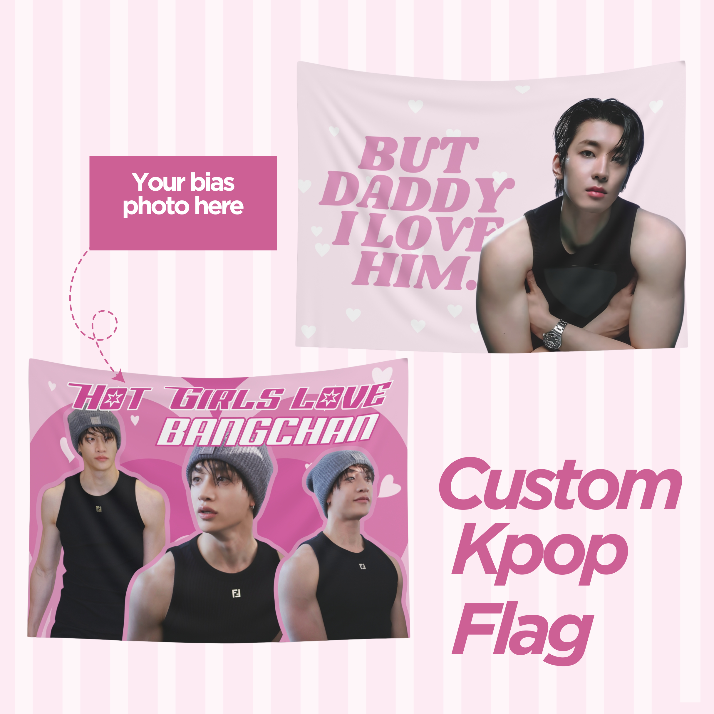 Custom Kpop Flag, Custom Kpop Bias Banner, Kpop Custom Banner Flag, Txt, Enhypen, Kpop Personalized Merch, BTS, Stray Kids Ateez